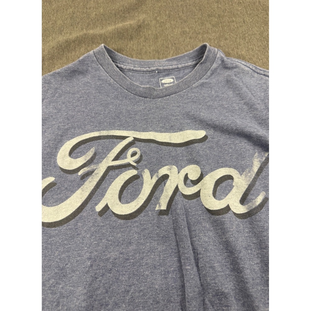 Ford Crop Top T‎ Shirt Blue Knotted Tie Bottom Official Licensed Womens L